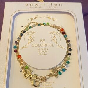 Unwritten Gold Bracelet with Multicolor Beads